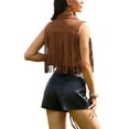 thumbnail image 3 of Fringe Vest for Women 70s Costume Sleeveless Cowgirl Western Outfits Faux Suede Tassel Outerwear S Brown, 3 of 6