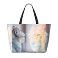 thumbnail image 2 of Xecao The Cat Looks in the Mirror for versatile beach bag for women includes zipper pockets and waterproof material, ideal for vacations and adventures., 2 of 7