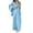 Light Blue, variant on Women's Cotton Linen 2 Piece Outfits 3/4 Sleeve Shirt and Wide Leg Dress Pant Oversized Matching Sets Loungewear, 3XL