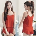 thumbnail image 2 of Conjunto de pijamas de 2 piezas para mujer, chaleco sexy, pantalones cortos, ropa de dormir, ropa de dormir, rojo ladrillo, L Scienceny  AP001253-32, 2 of 7