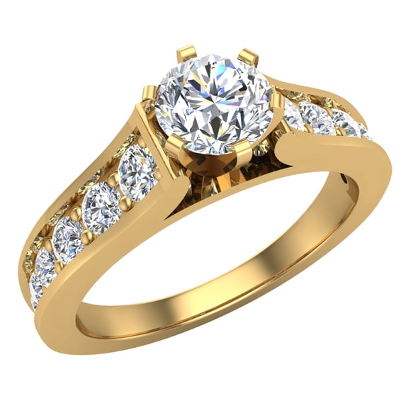18K Gold Engagement Rings 1.00 CT TW Diamond Ring Gift Box Authenticity Cards Riviera Shank (G,SI)