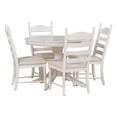 thumbnail image 3 of 5 Pieces 42-58" Extendable Round Dining Table Set with 16" Removable Leaf for 4, Dining Table with 4 Upholstered Dining Chairs, Retro Functional Wood Table Set for Dining Room, 3 of 10
