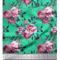 thumbnail image 1 of Soimoi Green Cotton Duck Fabric Ranunculus & Penoy Floral Print Fabric by the Yard 42 Inch Wide, 1 of 3