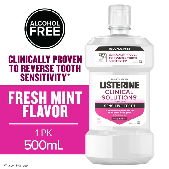 Listerine Clinical Solutions Sensitive Teeth Mouthwash, Mint, 500 mL