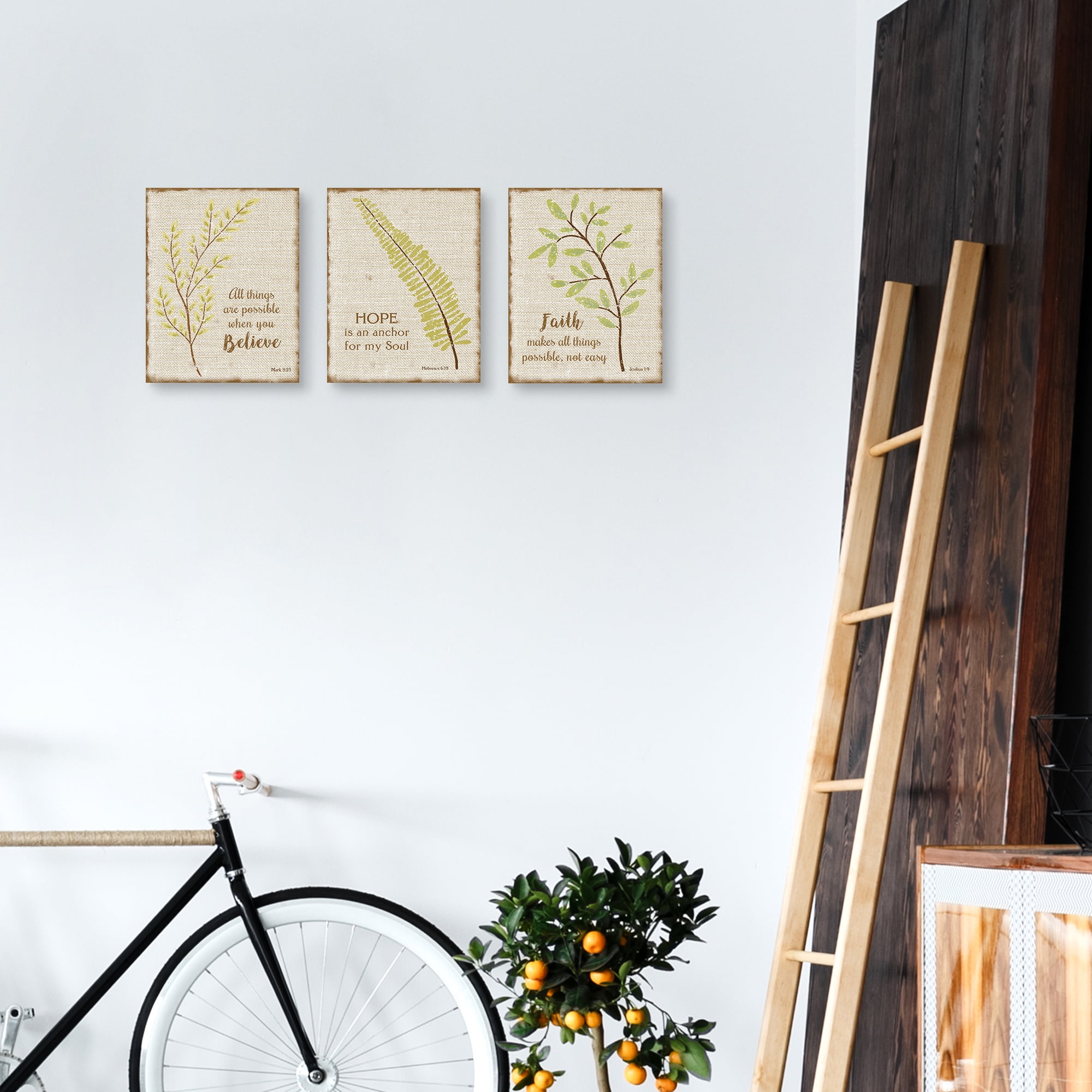Believe, Faith II, and Hope Anchor by Marilu Windvand Set of 3 Canvas Art Prints