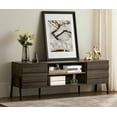 thumbnail image 2 of Wampat Mid-Century Modern TV Stand, Wood Media Entertainment Center for 65 Flat Screen, Rustic Oak, 2 of 5