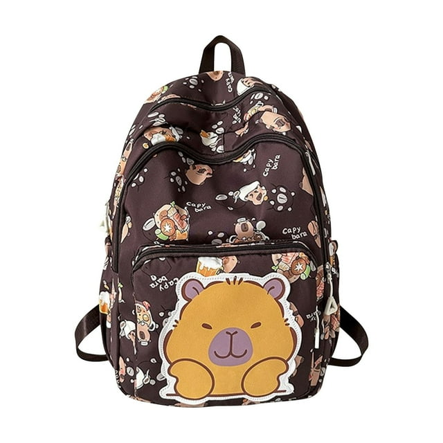 AKEGAMN Clearance! Capybara Backpack Nylon Bag Cute Kapibara Bag Capy Daypack ??Adorable Design: The capybara backpack features a cute print with a stylish design and secure zipper closure, perfect