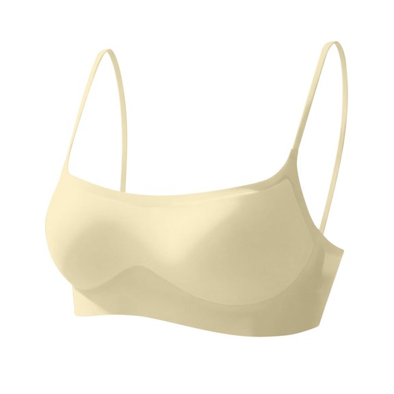 Zpanxa Wireless Bras for Women Push-up Breathable Thin Strap Seamless Bras Yellow 32AB