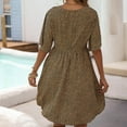 thumbnail image 5 of Summer Saving Wycnly Womens Dresses Short Sleeve V-Neck Leopard Mini Summer Dress Vintage Empire Waist Loose Button Down Dresses Khaki Up to 65% off, 5 of 7