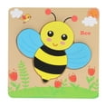 thumbnail image 2 of Rompecabezas educativo ANGGREK de animales de dibujos animados abeja de Madera de pino, 2 of 8