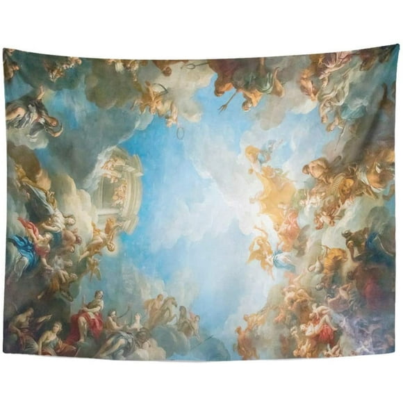 JOOCAR Decor Wall Tapestry Versailles Paris France April 18 Ceiling Painting in Hercules Room of the Royal Chateau on at Palace Near 71"x59" Wall Hanging Picnic for Bedroom Living Room Dorm