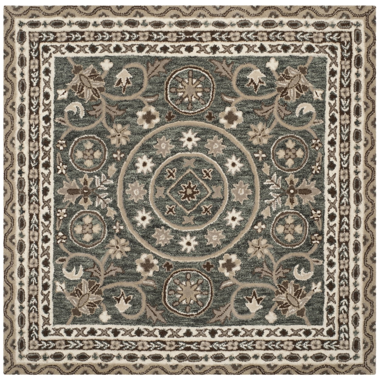 SAFAVIEH Bella Leah Medallion Traditional Wool Area Rug, Grey/Taupe, 5' x 8'