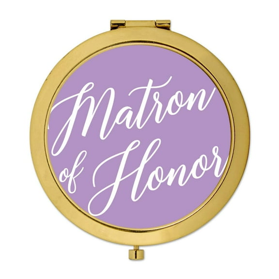 Koyal Wholesale Gold Compact Mirror Matron of Honor Wedding Gift, Lavender, 1-Pack
