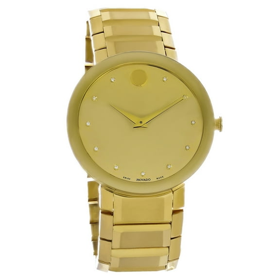 Movado Sapphire Men's Gold Tone PVD Stainless Steel Quartz Watch 0607588