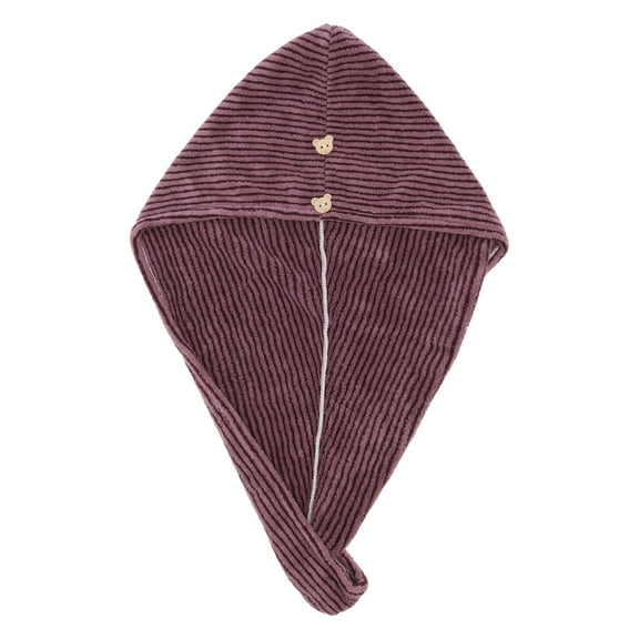 1 Pc Women Soft Pinstripe Hair Towel for Bathroom Vacation Business Travel Red Coral Velvet