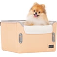 thumbnail image 3 of PETSFIT Cat Car Seat, Waterproof PU Leather ,Patent Safe Buckles, Dog Booster Car Seat for Small Pets up to 25lbs (Orange), 3 of 10