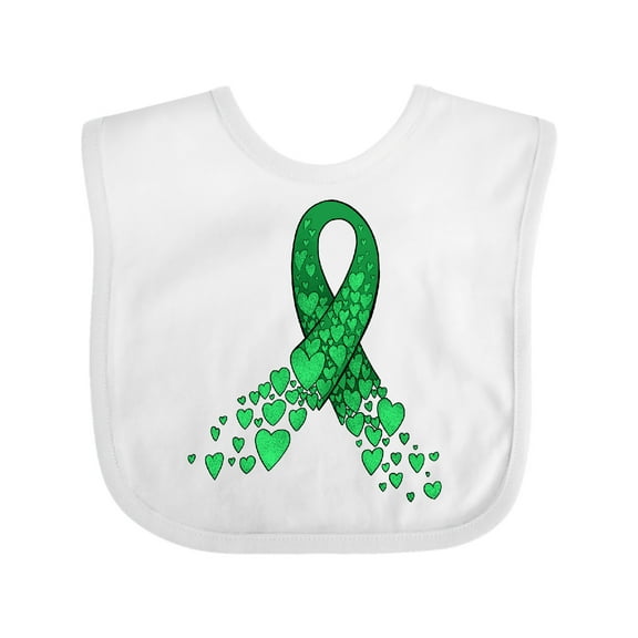 Inktastic Cerebral Palsy Awareness- Green Ribbon Made of Hearts Boys or Girls Baby Bib