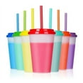 thumbnail image 4 of Colour Changing Cups Plastic Cup - 7 Packs Reusable BPA Free Party Tumblers with Splash Proof Lids Straws - Plastic Ice Coffee Mugs Cold Drinks Travel Cup 12oz Tumbler for Kids Adults, 4 of 8