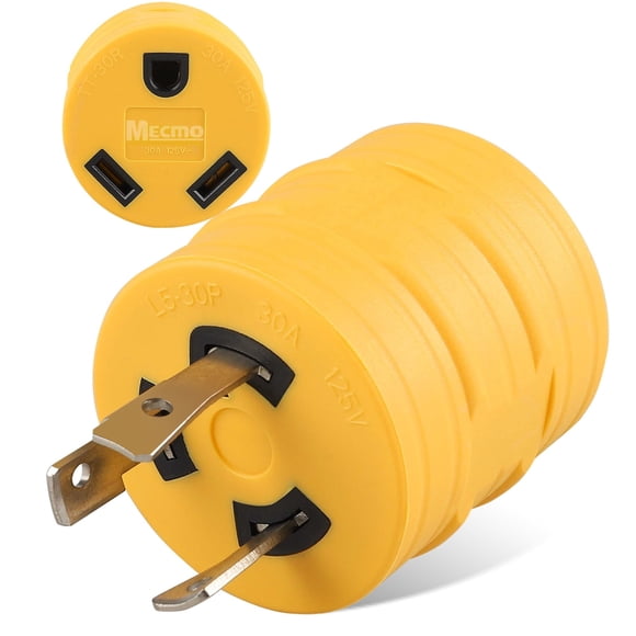 MECMO NEMA L5-30P to TT-30R 30 Amp RV Adapter UL Listed, Portable Compact Adaptor, 3 Prong 30A 125V Twist Locking Generator Plug L5-30 to TT-30 for 30Amp RV Trailer Camper