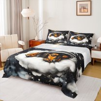 Castle Fairy Boys Girls Animal Dachshund Dog Full Size Sheets 4-Piece,Starry Sky Breathable Bed Sheets,Kawaii Pet Lightweight Sheet Sets,Lightweight Room Decor