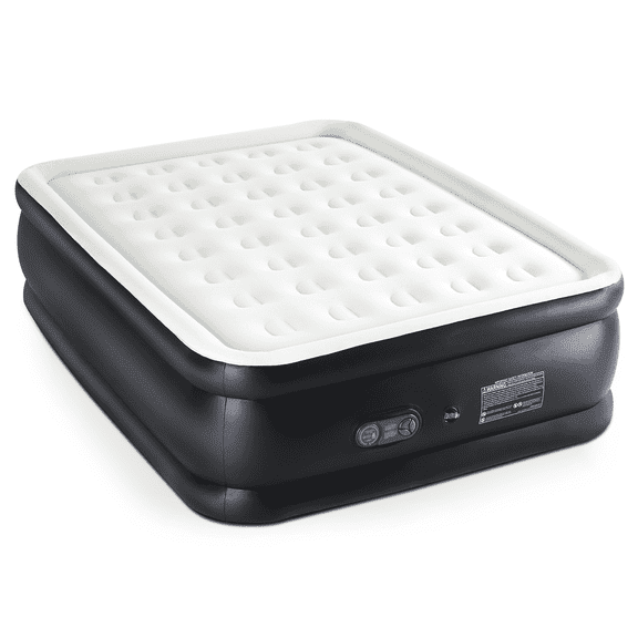 KPUY Queen Size Air Mattress, 18" Elevated Inflatable Bed with Built-in High Capacity Pump, Quick Inflation/Deflation, Portable for camping & Guests, Black