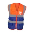 thumbnail image 2 of Chaleco reflectante de seguridad, chaleco de trabajo con múltiples bolsillos para correr, topógrafos e ingenieros. malla azul naranja, 2 of 9