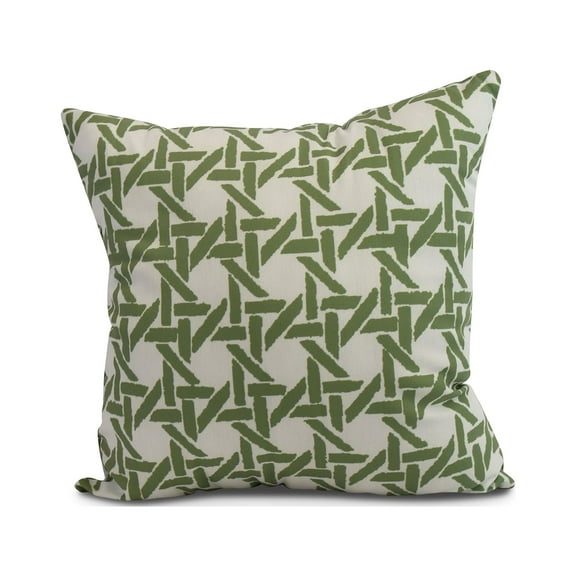 Simply Daisy, 16" x 16" Rattan Geometric , Geometric Print Outdoor Pillow, Green