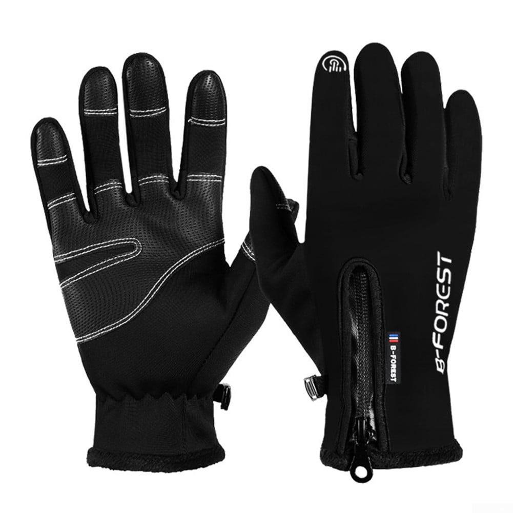 Winter Warm Full-finger Zipper Sport Gloves Touch Screen 