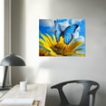 thumbnail image 4 of Nawypu Sunflower Butterfly Wall Art Bathroom Decor Blue Sky Nature Landscape Canvas Prints Kitchen Pictures Sunflower Painting for Living Room Artwork Yellow Floral Posters Bedroom Home Decorations, 4 of 5