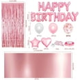 thumbnail image 2 of RV Decoración de Cumpleaños para Niña Globo Rosa, Pancarta de Feliz Cumpleaños, Mantel de Cortina con Flecos, Globo de Cumpleaños de Estrella de Corazón Blanco Rosa, Confeti de 10g para Mujer - Decora, 2 of 5