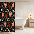 thumbnail image 3 of Erosebridal Rooster Shower Curtain 72Wx84L for Girls, Black Wildflowers Waterproof Bathroom Shower Curtain, 3 of 5