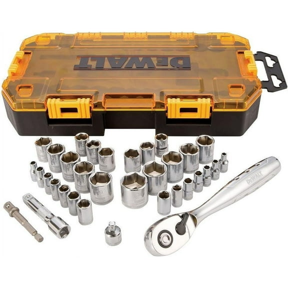 Dewalt ‎DWMT73804, Cromatic Finish Mechanic Socket Wrench & Set