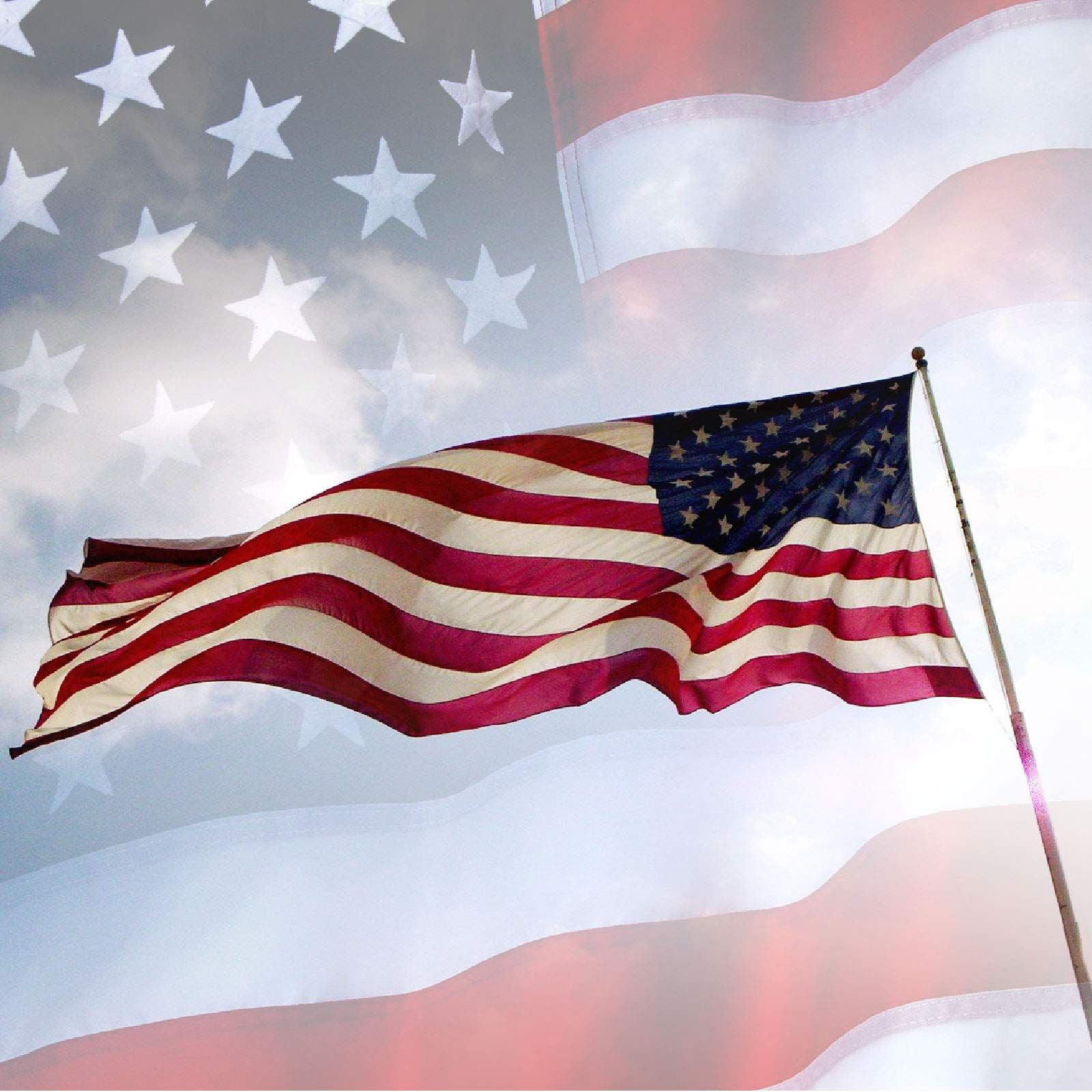 American Flag Outdoor Heavy Duty USA Flag with Embroidered Stars Sewn Stripes Brass Grommets UV Fade Resistant All Weather