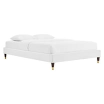 Harlow Queen Performance Velvet Platform Bed Frame White