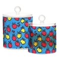 thumbnail image 2 of Hand Drawn Apples Pattern Translucent Plastic Cotton Swabs Canisters Large Medium Set, 2 of 6