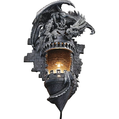 

HUIXIAN CL4387 Dragon s Castle Lair Electric Wall Sconce Light Fixture Grey Stone