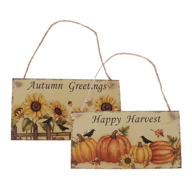 2 Piezas Placas De Happy Harvest Autumn Blessings Accesorio Decorativo Perfecto De Fotografía Yuyangstore Placa colgante de Halloween
