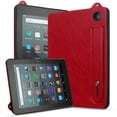 thumbnail image 2 of for Amazon Kindle Fire HD 8 Tablet (8th/7th/6th Generation, 2018/2017/2016) - Shockproof Durable Premium PU Leather Cover with Kickstand, Business Style, Hand Strap Feature,Red, 2 of 5