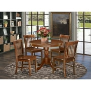East West Furniture Antique 5-piece Dining Chair and Round Table Set in Mahogany