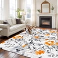 thumbnail image 2 of 8'x10' Area Rugs, Grey Orange Spring Floral Indoor Outdoor Area Rug for Living Room Bedroom, Summer Botanical Farmhouse Washable Bathroom Rugs Kitchen Floor Carpet Mats Home Decor Aesthetic, 2 of 8