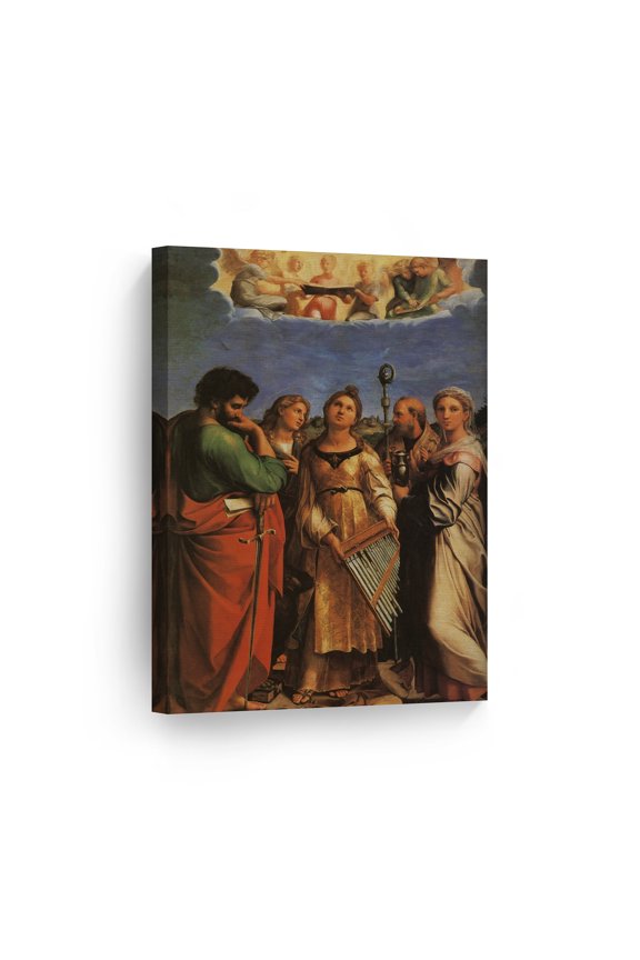 Ecstasy of St. Cecilia between Saints Paul, John Evangelist, Augustine&Mary Magdalene Raphael Canvas Print Oil Painting Canvas Wall Art Home Decor Ready to Hang Made in USA 40x30