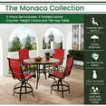 thumbnail image 3 of Hanover Monaco 5-Piece Outdoor High Dining Patio Set, 4 Counter-Height Padded Sling Swivel Chairs and 56" Round Tile Table, Brushed Bronze Finish, Rust-Resistant, All-Weather - MONDN5PCPDBR-C-RED, 3 of 8