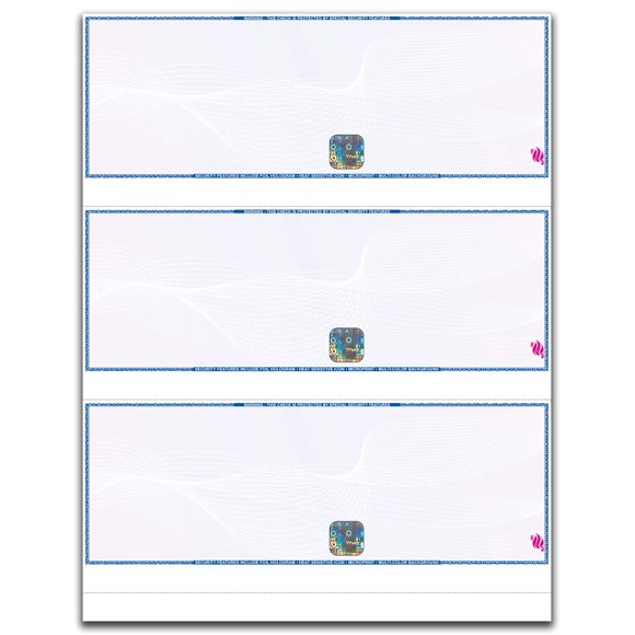 EZ Checks 3 Chèques par Page Hologramme Haute Sécurité Laser Check Stock / 150 Feuilles/450 Chèques / Bleu/bordeaux