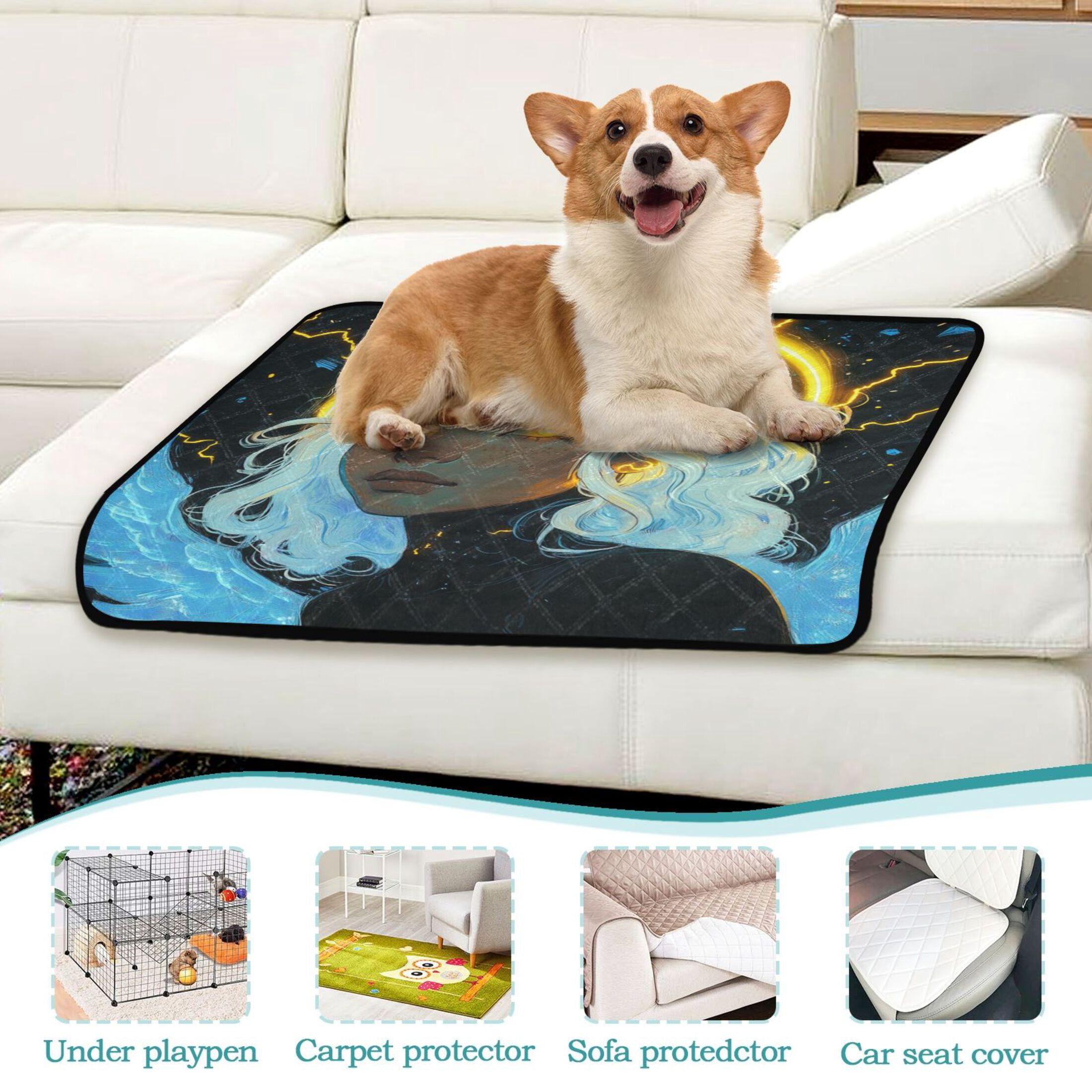 Qxltty An Angelic Figure with Wings Cat litter Pads Pet Set of 3 Diaper Mats Center Anti-leakage Layer Absorbent Soft and Comfortable
