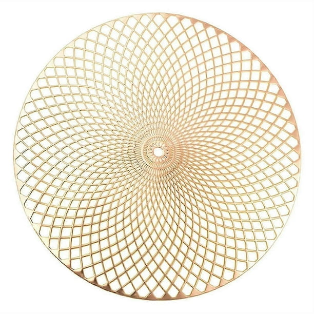 2pcs Placemat Spiral Pattern Bright Gold Round Placemat Empty Table Mat Placemat Coffee Cup Mat