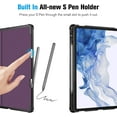 thumbnail image 3 of Fintie Case for Samsung Galaxy Tab S8 (2022) /Galaxy Tab S7 (2020) 11 Inch Model SM-X700/X706/T870/T875 with S Pen Holder, Multi-Angle Viewing Smart Stand Cover Auto Wake/Sleep with Pocket,Purple, 3 of 8