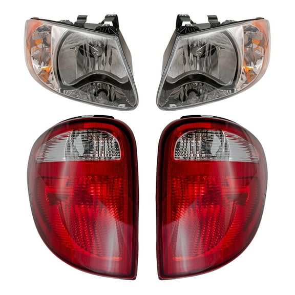 Brock Replacement Set Headlights and Tail Lights Compatible with 2004-2007 Caravan Town & Country with 113" Wheel Base