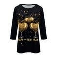 thumbnail image 5 of Women's Happy New Year Shirt 3/4 Sleeve Glitter Graphic Top Festive Holiday Party Wear, 5 of 5