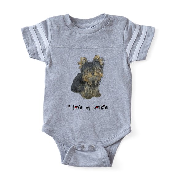 CafePress - I Love My Yorkie - Cute Infant Baby Football Bodysuit