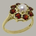 thumbnail image 2 of LBG British Made 10k Yellow Gold Cultured Pearl & Garnet Womens Promise Ring - 33 size options - Size 9.5, 2 of 6